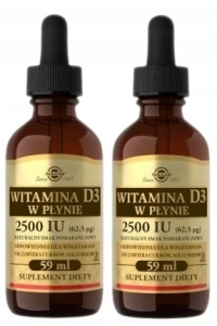 Liquid Vitamin D3 2500 IU ( 62,5 µg - 2 sztuki - łącznie 1288 ml Solgar Zestaw