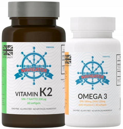 Witamina K2 MK-7 200 μg 60 kaps., Navigator + OMGEGA 3 30 KAPSUŁEK GRATIS (id: 9002)