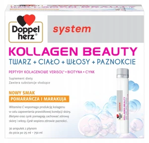 Doppelherz System Kollagen Beauty 30 ampułek po 25 ml Pomarańcza i Marakuja Piękna Skóra