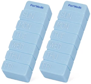 ForMeds Mały Organizer Tygodniowy na Suplementy – Kompaktowy Pojemnik na Tabletki i Kapsułki Zestaw 