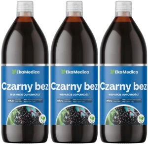 3 x EkaMedica Czarny Bez 1L – Wsparcie Odporności i Gardła