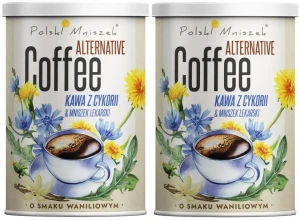 Zestaw 2x - Polski Mniszek Kawa z Cykorii z dodatkiem kawy z korzenia Mniszka lekarskiego o smaku waniliowym 150g - Bezkofeinowa Naturalny Skład Prebiotyk