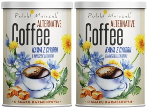 Zestaw 2x - Polski Mniszek Kawa z Cykorii z dodatkiem kawy z korzenia Mniszka lekarskiego o smaku karmelowym 150g - Bezkofeinowa Naturalny Skład Prebiotyk