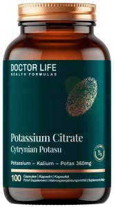 Doctor Life Potassium Citrate - Cytrynian Potasu 100 kapsułek - Mięśnie Skurcze Zmęczenie Układ nerwowy