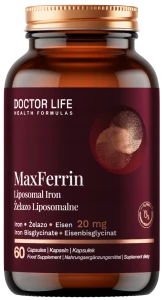 Doctor Life MaxFerrin 20mg - Żelazo Liposomalne 60 kapsułek - Hemoglobina Zmęczenie Odporność