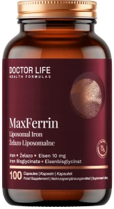 Doctor Life MaxFerrin 10mg - Żelazo Liposomalne 100 kapsułek - Hemoglobina Zmęczenie Odporność