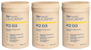 Formeds OLICAPS K2D3 Witamina D3 2000 IU + K2 MK-7 w oleju MCT 3x 60 kapsułek Kości Odporność Mięśnie Mineralizacja  Zestaw