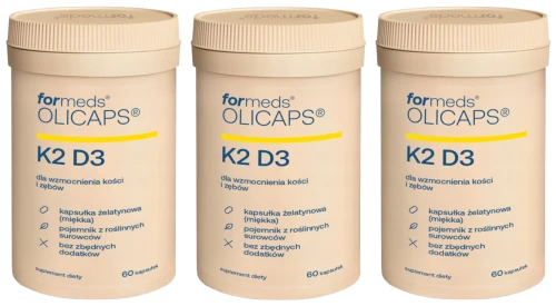 Formeds OLICAPS K2D3 Witamina D3 2000 IU + K2 MK-7 w oleju MCT 3x 60 kapsułek Kości Odporność Mięśnie Mineralizacja  Zestaw (id: 9079)