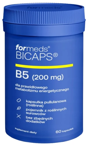 Formeds BICAPS B5 – Witamina B5 Kwas pantotenowy 200 mg 60 kapsułek Energia Zmęczenie Układ nerwowy Nerwy  (id: 9080)