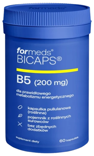 Formeds BICAPS B5 – Witamina B5 Kwas pantotenowy 200 mg 60 kapsułek Energia Zmęczenie Układ nerwowy Nerwy  (id: 9080)