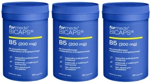 Formeds BICAPS B5 – Witamina B5 Kwas pantotenowy 200 mg 3x 60 kapsułek Energia Zmęczenie Układ nerwowy Nerwy  Zestaw