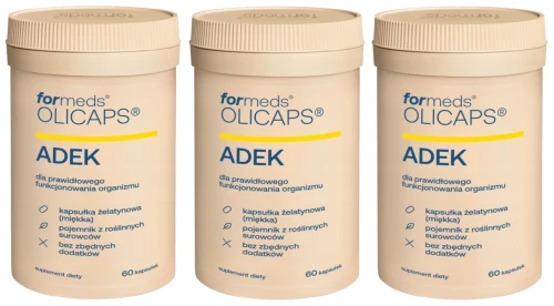 Formeds OLICAPS ADEK Witaminy A D3 E K2 MK-7 w oleju MCT 3x 60 kapsułek Odporność Kości Mięśnie Antyoksydacja  Zestaw (id: 9085)