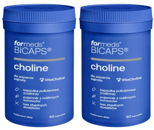 Formeds BICAPS choline – Cholina VitaCholine® dwuwinian 280 mg 2x 60 kapsułęk Wątroba Metabolizm tłuszczów Homocysteina  Zestaw (id: 9087)