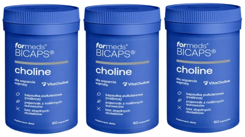 Formeds BICAPS choline – Cholina VitaCholine® dwuwinian 280 mg 3x 60 kapsułęk Wątroba Metabolizm tłuszczów Homocysteina  Zestaw (id: 9088)