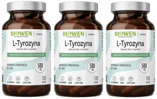 L-tyrozyna - 3x 100 kapsułek Biowen Wysiłek Stres Przemęczenie (id: 9096)
