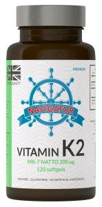 Navigator Witamina K2 MK-7 200 μg 120 kapsułek miękkich - Naczynia Krwionośne Krążenie Kości Osteoporoza