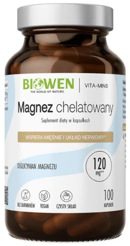 Magnez Chelatowany - Diglicynian Magnezu 100 kapsułek, Biowen (id: 8083)