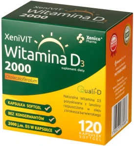 Xenico XeniVIT Witamina D 2000 120 kapsułek softgel - Odporność Kości Mięśnie Energia Zęby