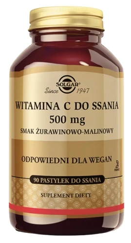 Witamina C do ssania 500 mg Smak żurawinowo-malinowy 90 pastylek Układ odpornościowy (id: 9132)
