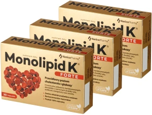 Zestaw 3x Xenico Monolipid K® Forte 30 kapsułek Vcaps® - Serce Cholesterol Układ Krążenia