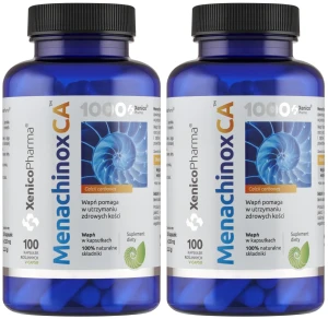 Zestaw 2x Xenico Menachinox® CA 1000 (Wapń 1000 mg) 100 kapsułek Vcaps® - Kości Zęby Mineralizacja Tkanki Kostnej