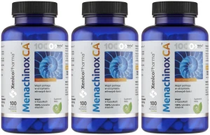 Zestaw 3x Xenico Menachinox® CA 1000 (Wapń 1000 mg) 100 kapsułek Vcaps® - Kości Zęby Mineralizacja Tkanki Kostnej