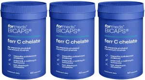 3 x ForMeds BICAPS FERR C CHELATE 60 kapsułek - Odporność Zmęczenie Hemoglobina Anemia