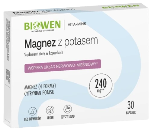Magnez z potasem BLISTRY 30 kapsułek, Biowen (id: 8648)