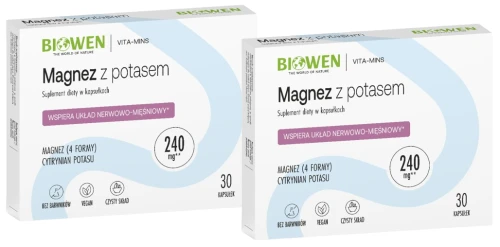 Zestaw 2x - Magnez z potasem BLISTRY 30 kapsułek, Biowen (id: 8649)
