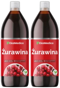 Zestaw 2x EkaMedica Żurawina 1L - Odporność Układ Moczowy Wchłanianie Żelaza