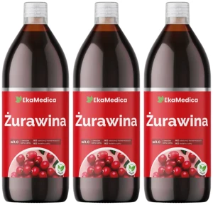 Zestaw 3x EkaMedica Żurawina 1L - Odporność Układ Moczowy Wchłanianie Żelaza