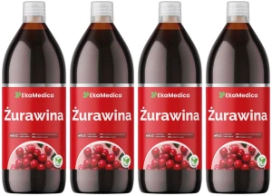 Zestaw 4x EkaMedica Żurawina 1L - Odporność Układ Moczowy Wchłanianie Żelaza