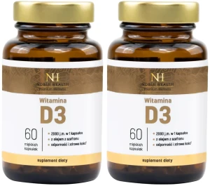 Zestaw 2x Noble Health Premium Wellness Witamina D3 2000 j.m. 60 kapsułek - Odporność Mięśnie Kości Stawy