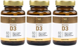 Zestaw 3x Noble Health Premium Wellness Witamina D3 2000 j.m. 60 kapsułek - Odporność Mięśnie Kości Stawy