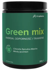 AltoPharma GREEN MIX Matcha Chlorella Spirulina Młody Jęczmień Witaminy Energia 300 g 
