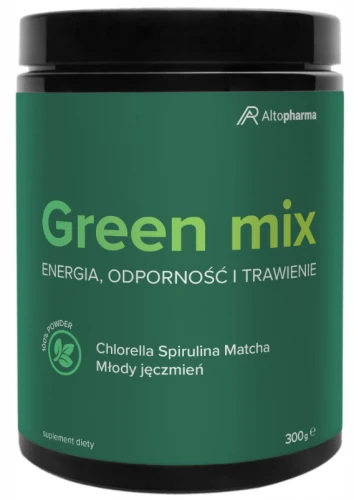 AltoPharma GREEN MIX Matcha Chlorella Spirulina Młody Jęczmień Witaminy Energia 300 g  (id: 9157)