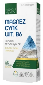 Medica Herbs Magnez Cynk Wit. B6 60 kapsułek - Mięśnie Kości Witalność i Energia