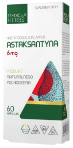 Astaksantyna 6 mg (Haematococcus pluvialis) 60 kapsułek, Medica Herbs