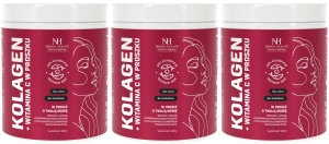 3 x Kolagen + witamina C w proszku, Noble Health