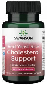 Swanson Red Yeast Rice Cholesterol Support - Mieszanka Standaryzowanych Ekstraktów + Sfermentowany Czerwony Ryż 60 kapsułek wegańskich 
