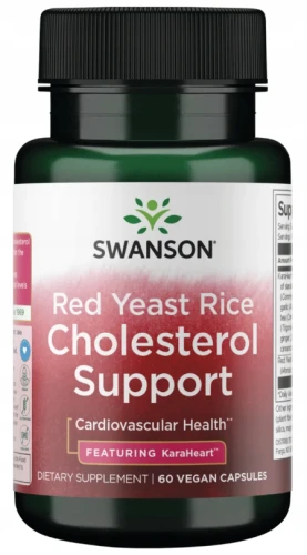 Swanson Red Yeast Rice Cholesterol Support - Mieszanka Standaryzowanych Ekstraktów + Sfermentowany Czerwony Ryż 60 kapsułek wegańskich  (id: 9158)