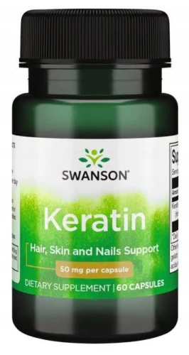 Swanson Keratin - Keratyna 60 kapsułek na Stawy Skórę Włosy i Paznokcie (id: 9160)