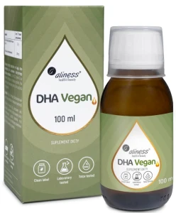Aliness Vegan Omega 3 DHA w płynnej formie - 100 ml Roślinne DHA z mikroalg