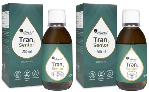 Aliness Tran Senior + D3 4000 IU – Wsparcie Organizmu Seniora w płynnej formie 200 ml - 2 sztuki - łącznie 400 ml (id: 9173)
