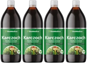 Zestaw 4x EkaMedica Karczoch 1L - Kontrola Wagi Wątroba Poziom Lipidów