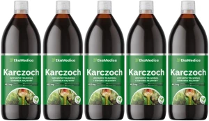 Zestaw 5x EkaMedica Karczoch 1L - Kontrola Wagi Wątroba Poziom Lipidów