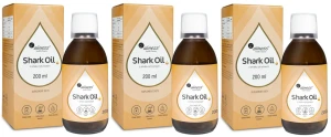 Aliness Shark Oil - Olej z wątroby rekina + Wit. A Wit. D3 200 ml o smaku cytrynowym - 3 sztuki - łącznie 600 ml