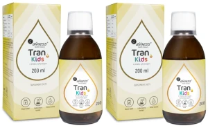 Aliness Tran - Olej z dorsza KIDS + Witamina A 400 µg 200 ml o smaku cytrynowym - 2 sztuki - łącznie 400 ml