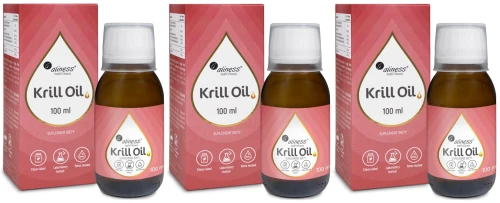 Aliness Krill Oil Omega 3 z Astaksantyną 100 ml Olej z kryla antarktycznego klasy premium - 3 sztuki - łącznie 300 ml (id: 9184)