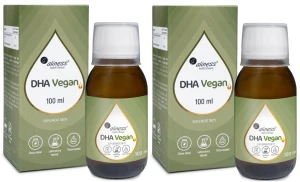 Aliness Vegan Omega 3 DHA w płynnej formie - 100 ml Roślinne DHA z mikroalg - 2 sztuki - łącznie 200 ml